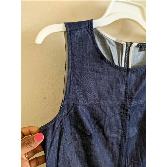 Theory Hadrine D Denim Romper Women’s Size 4 Dark Blue Sleeveless One Piece - Picture 8 of 12